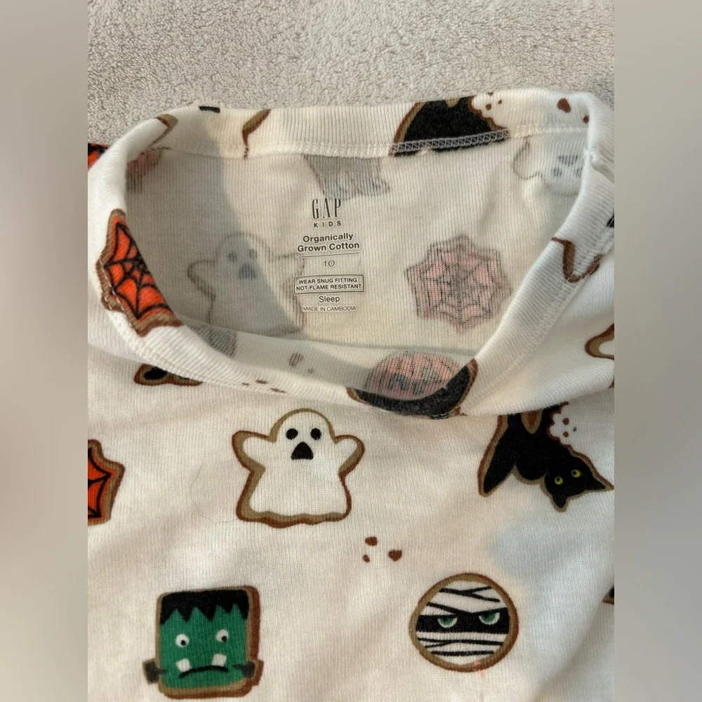 GAP Kids Halloween Pajamas Organic Cotton Ghost Bat Set Size 10